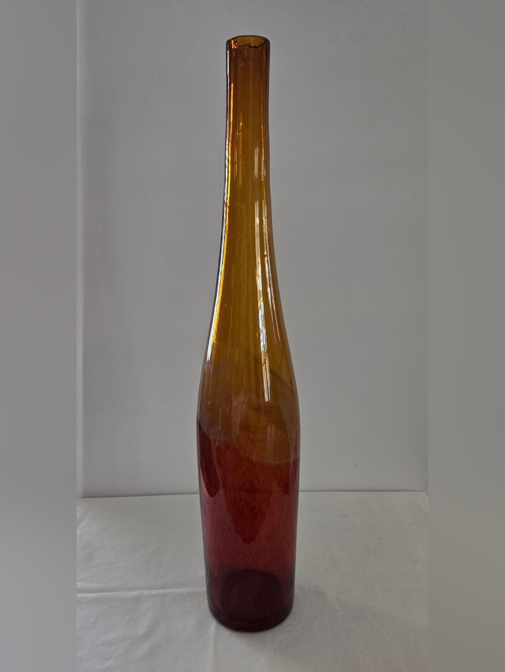 MCM Tall Amber to Red Ombre Glass Bottle/ Vase